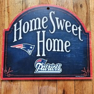 New England Patriots Arched Wood Sign Home Sweet Home 11 X 9 1/2 NFL License